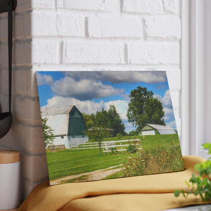 U R There Photography Hough Road Greens Rustic Farmhouse Tempered-Glass Cutting Board