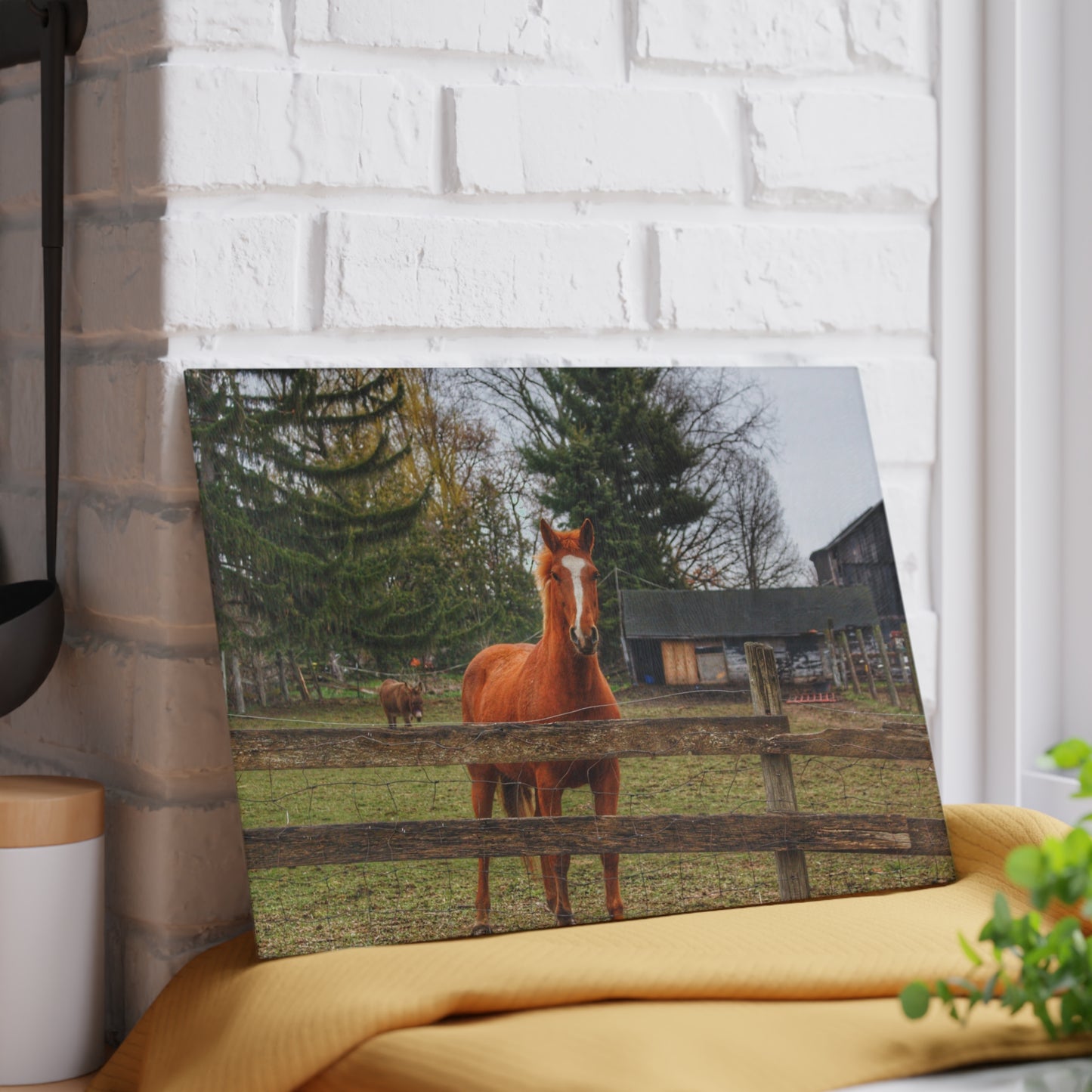 U R There Photography South Summers Road Old Grey and Caramel I Rustic Farmhouse Tempered-Glass Cutting Board