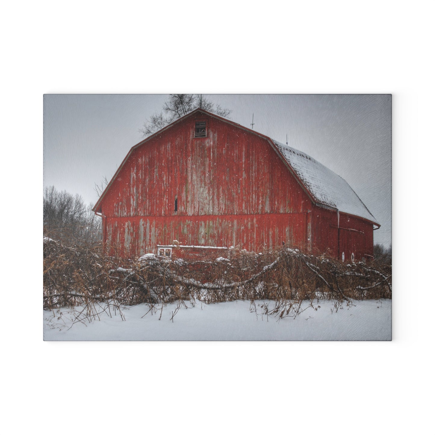 U R There Photography Hadley Road Barn at the Bend Rustic Farmhouse Tempered-Glass Cutting Board