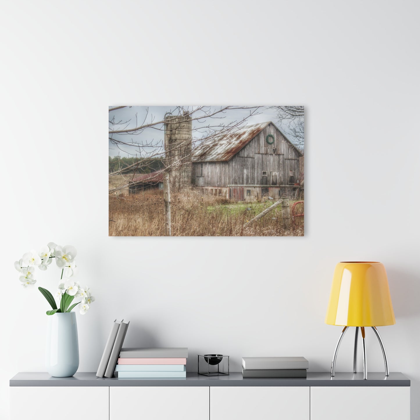 U R There Photography Churchill Christmas Barn I Rustic Farmhouse Acrylic Wall Print