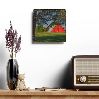 Rustic Farmhouse Wall Clock featuring Peppermill Road Hidden Red