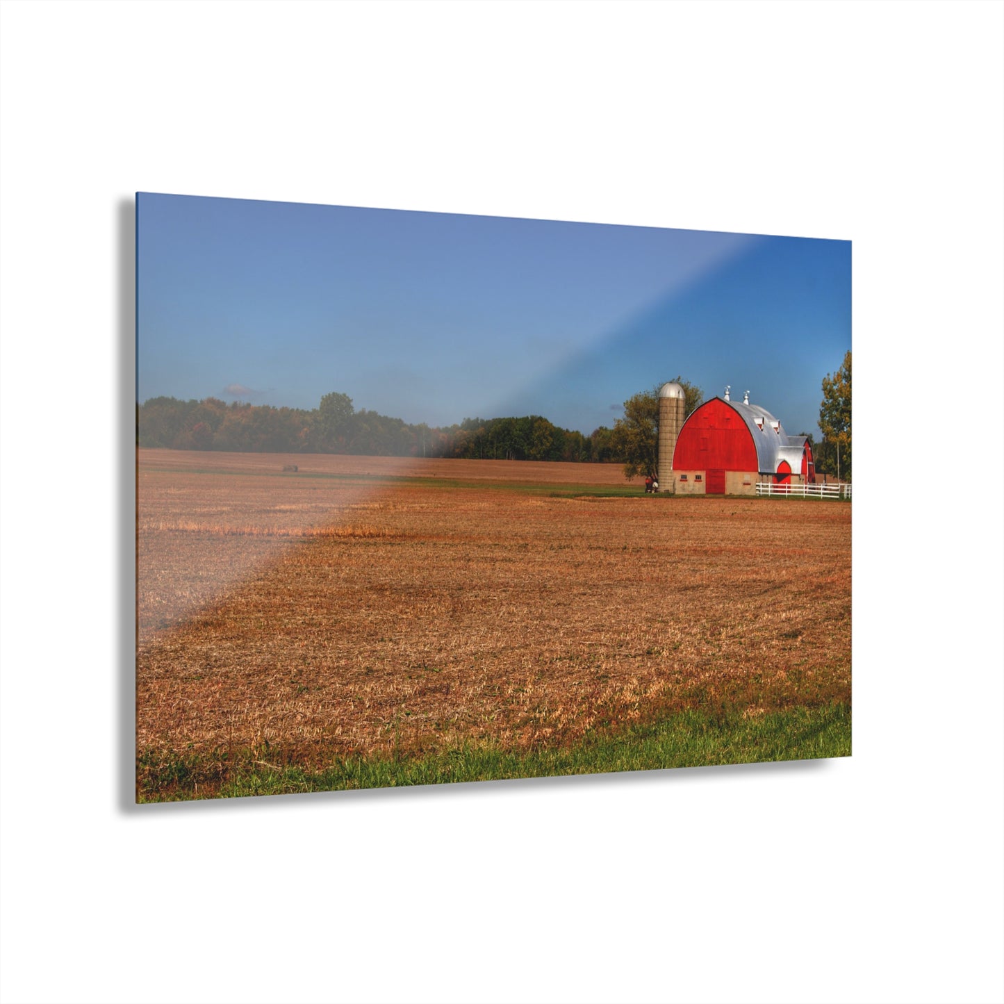 U R There Photography Brown City Wellman Line Road Red Rustic Farmhouse Acrylic Wall Print