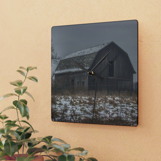 U R There Photography South Kirk Road Grey Rustic Farmhouse Acrylic Analog Wall Clock