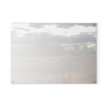 U R There Photography Booth Road Cow Barn II Rustic Farmhouse Tempered-Glass Cutting Board