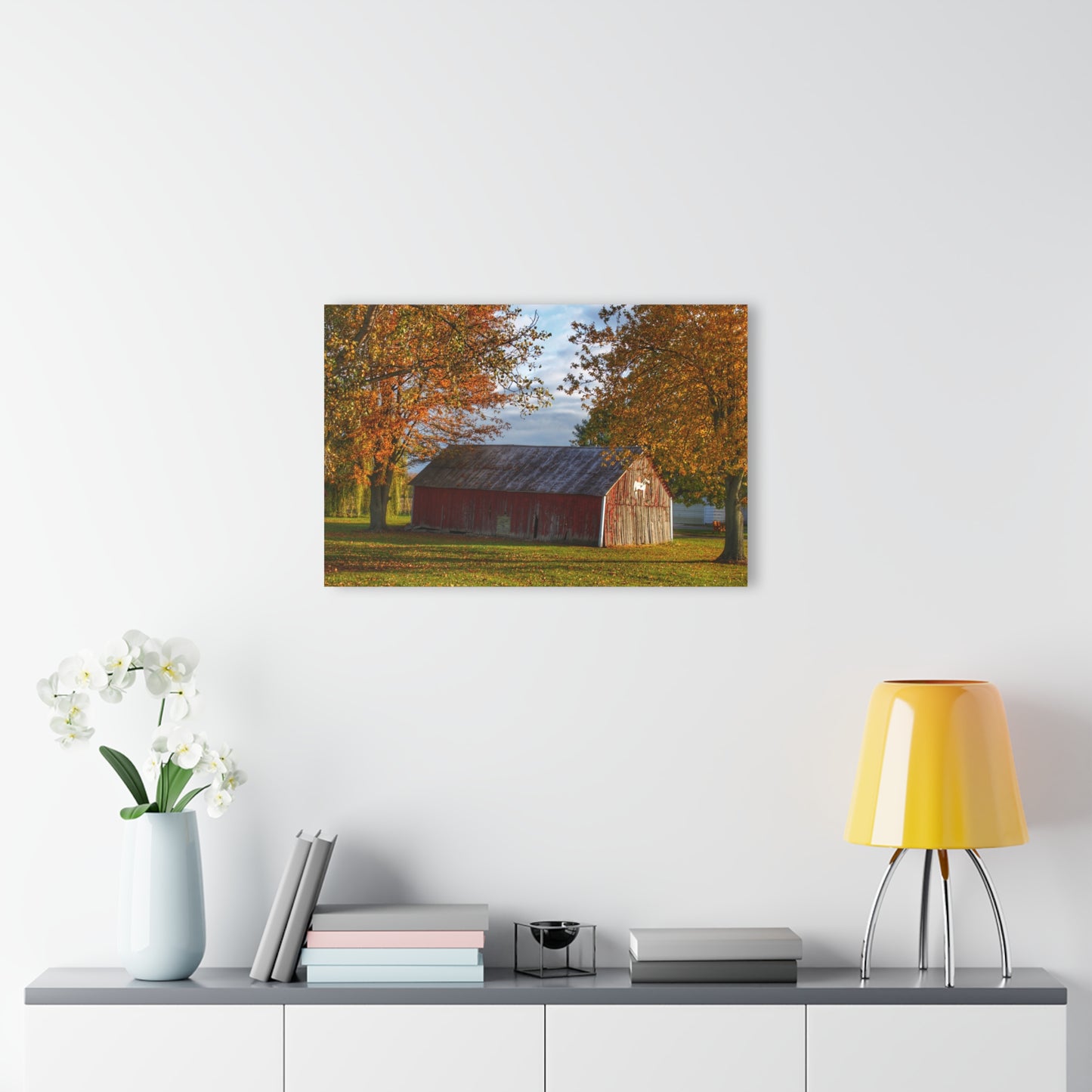 U R There Photography Marlette Road Fall Red Rustic Farmhouse Acrylic Wall Print