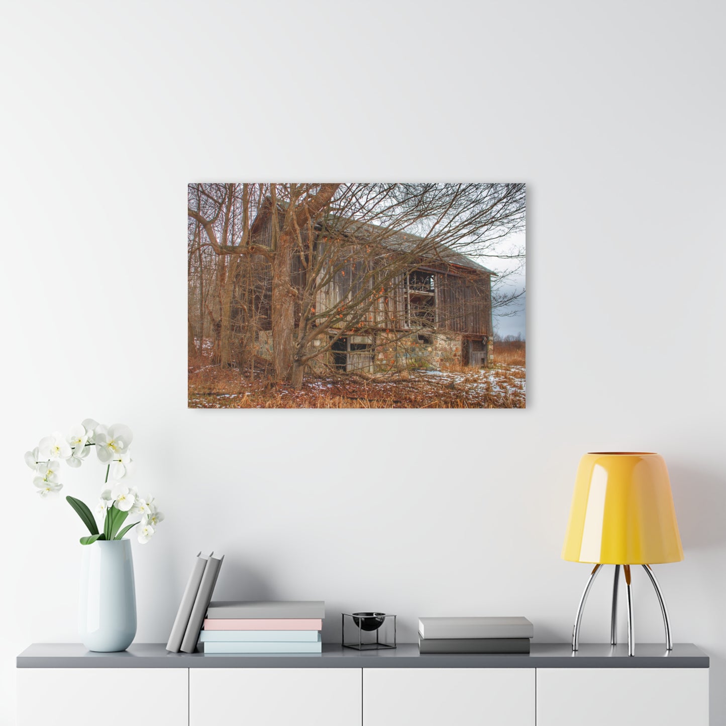 U R There Photography Norway Lake Hidden Grey II Rustic Farmhouse Acrylic Wall Print