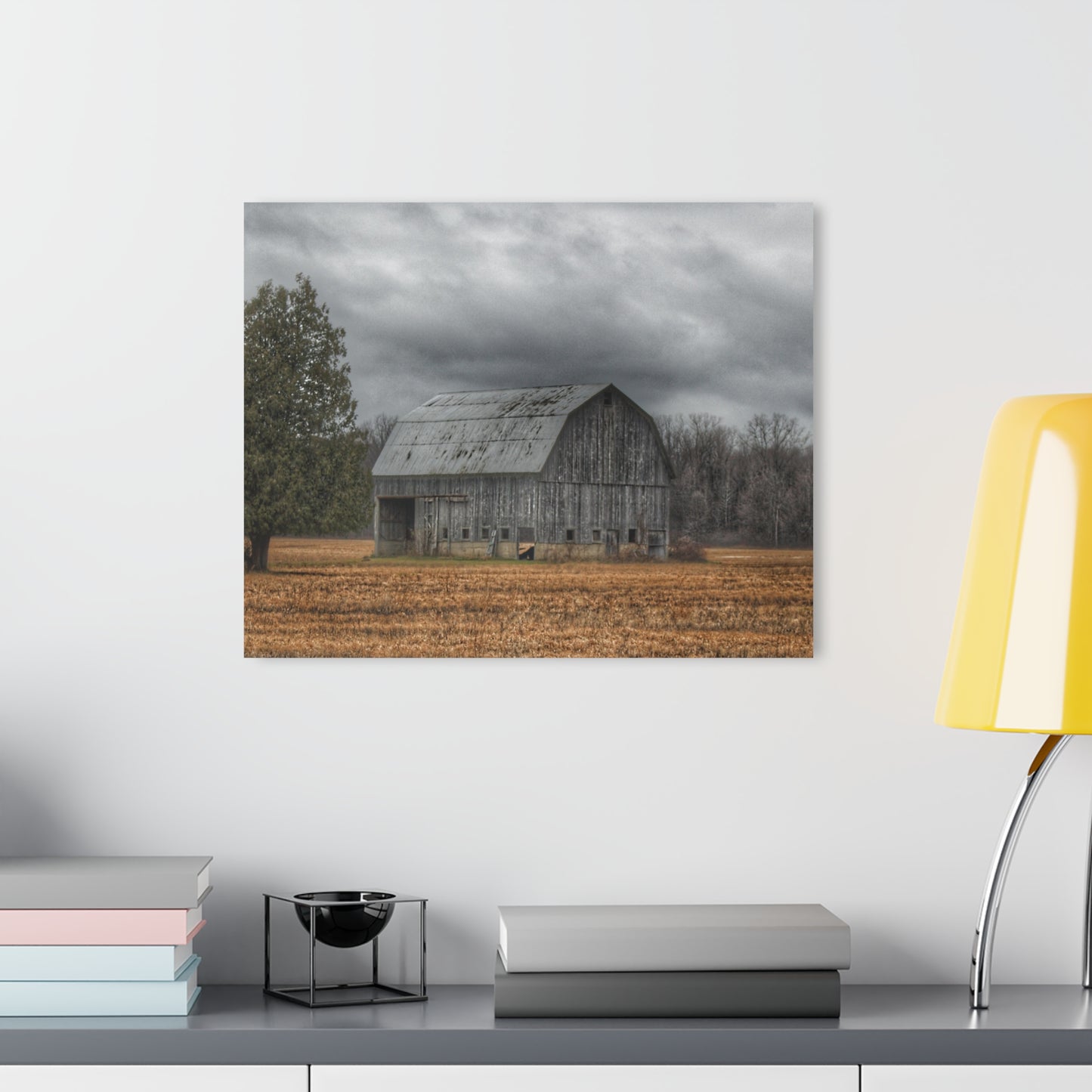U R There Photography Grey Barn and Tree Rustic Farmhouse Acrylic Wall Print