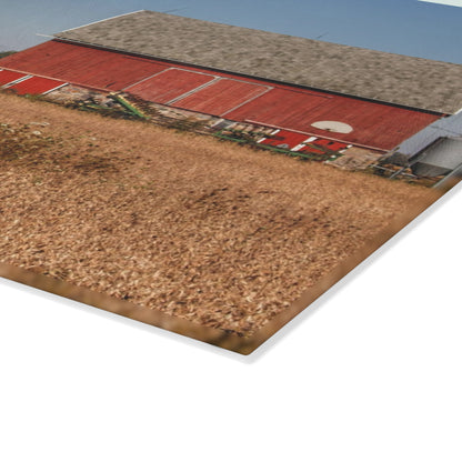 U R There Photography Brown City Wellman Line Road Reds Rustic Farmhouse Tempered-Glass Cutting Board