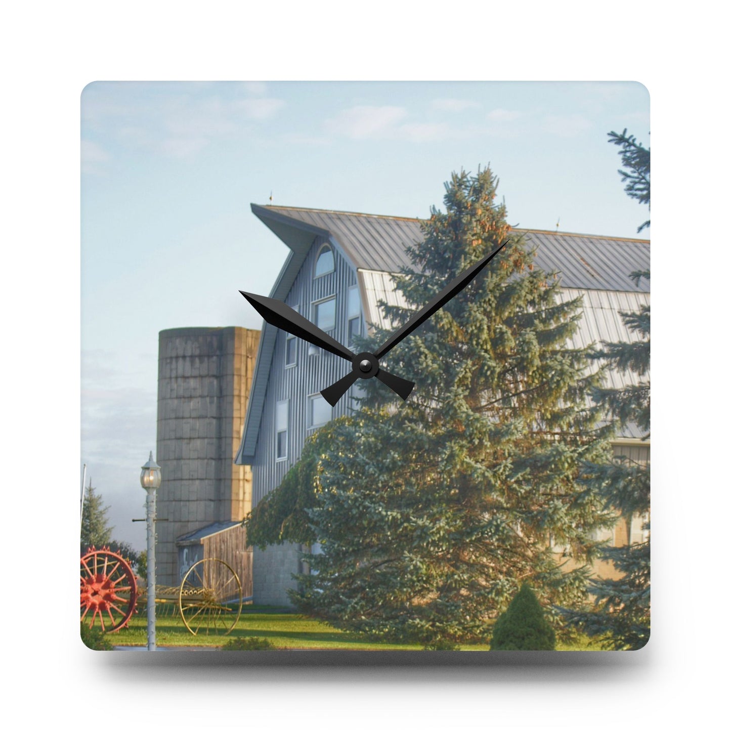 U R There Photography Peppermill Grey Rustic Farmhouse Acrylic Analog Wall Clock