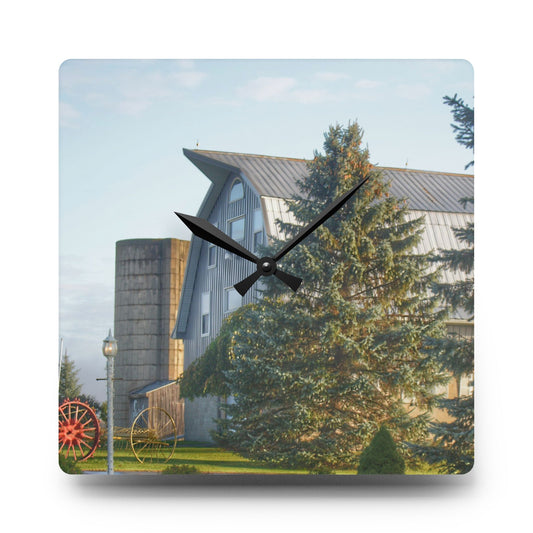 Peppermill Grey Rustic Farmhouse Acrylic Analog Wall Clock 10.75'' × 10.75'' (Square)