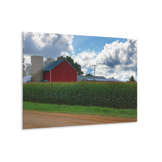 U R There Photography East Brown Road Red Rustic Farmhouse Acrylic Wall Print
