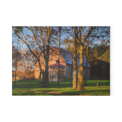 U R There Photography Hunters Creek Hidden Red Rustic Farmhouse Tempered-Glass Cutting Board