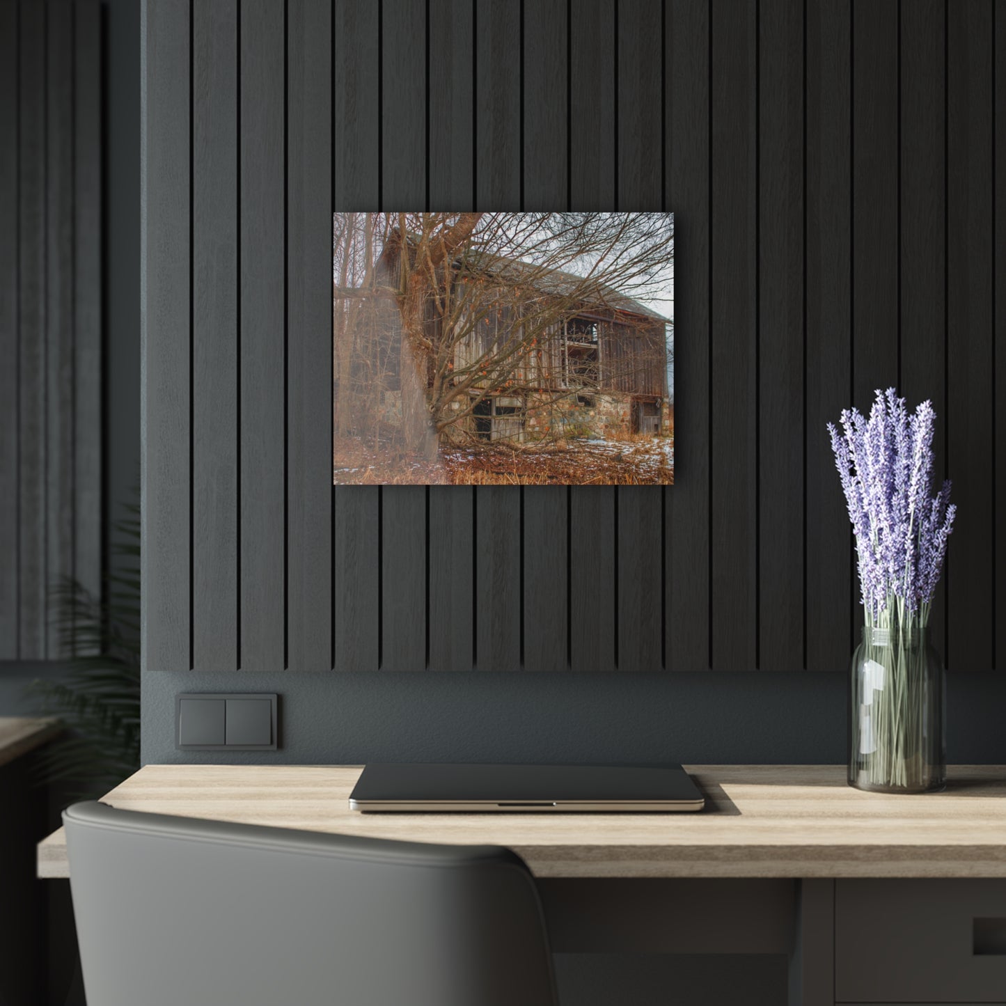 U R There Photography Norway Lake Hidden Grey II Rustic Farmhouse Acrylic Wall Print