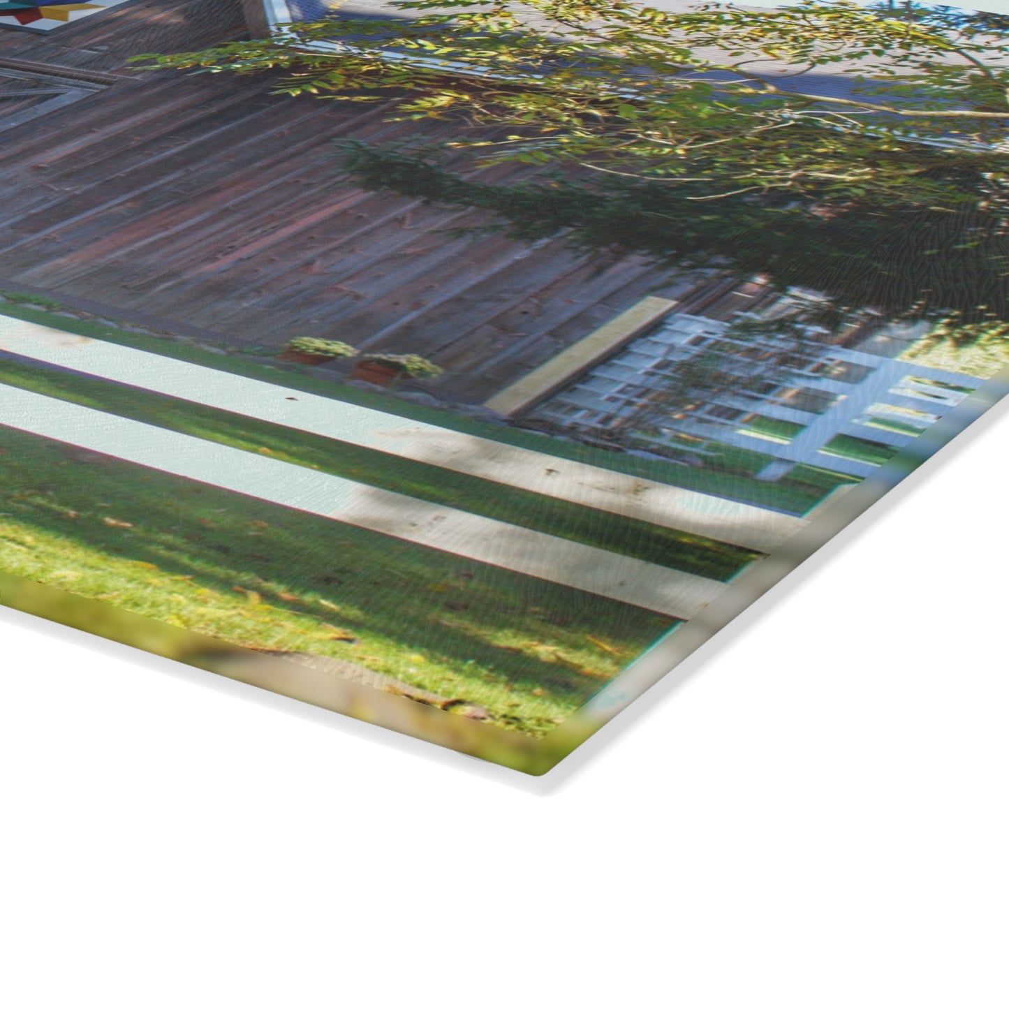 U R There Photography Hunters Creek Quilted II Rustic Farmhouse Tempered-Glass Cutting Board