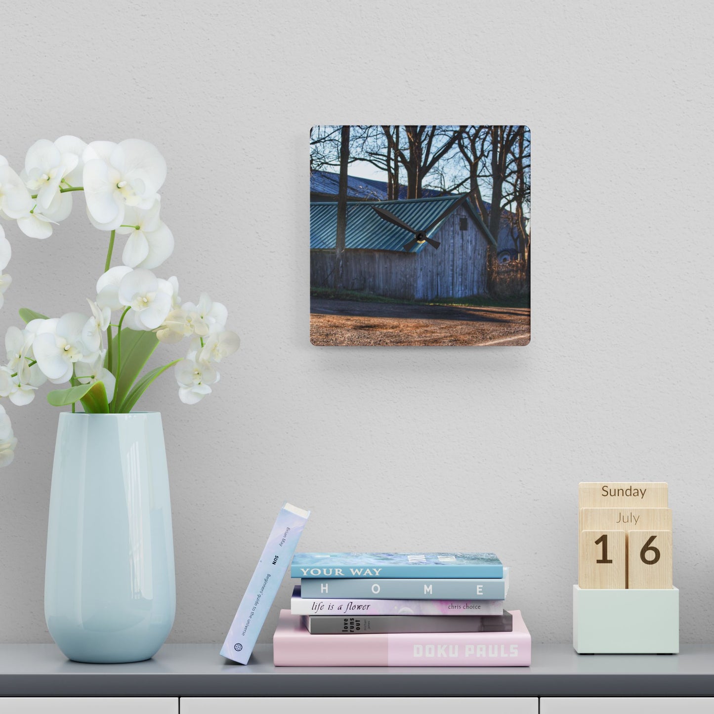 U R There Photography Baldwin Roadside Shack Rustic Farmhouse Acrylic Analog Wall Clock