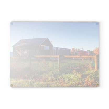 U R There Photography Hunters Creek Grey Saltbox Rustic Farmhouse Tempered-Glass Cutting Board
