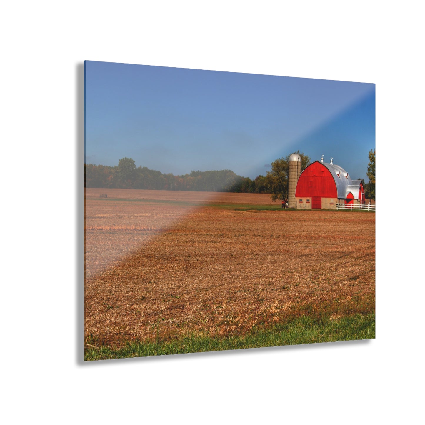 U R There Photography Brown City Wellman Line Road Red Rustic Farmhouse Acrylic Wall Print