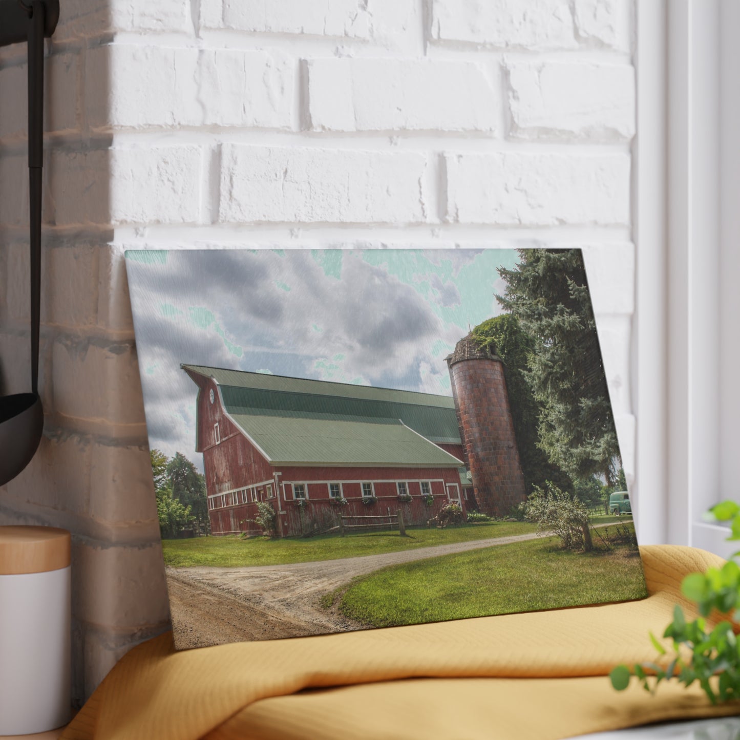 U R There Photography Metamora Country Rustic Farmhouse Tempered-Glass Cutting Board