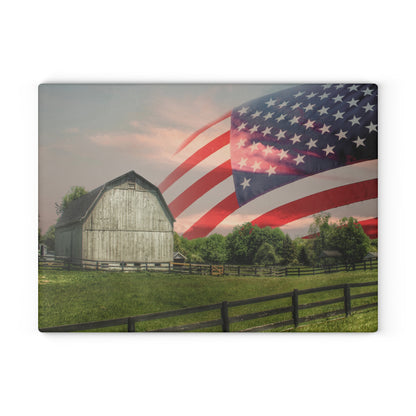 U R There Photography An American Farm II Rustic Farmhouse Tempered-Glass Cutting Board