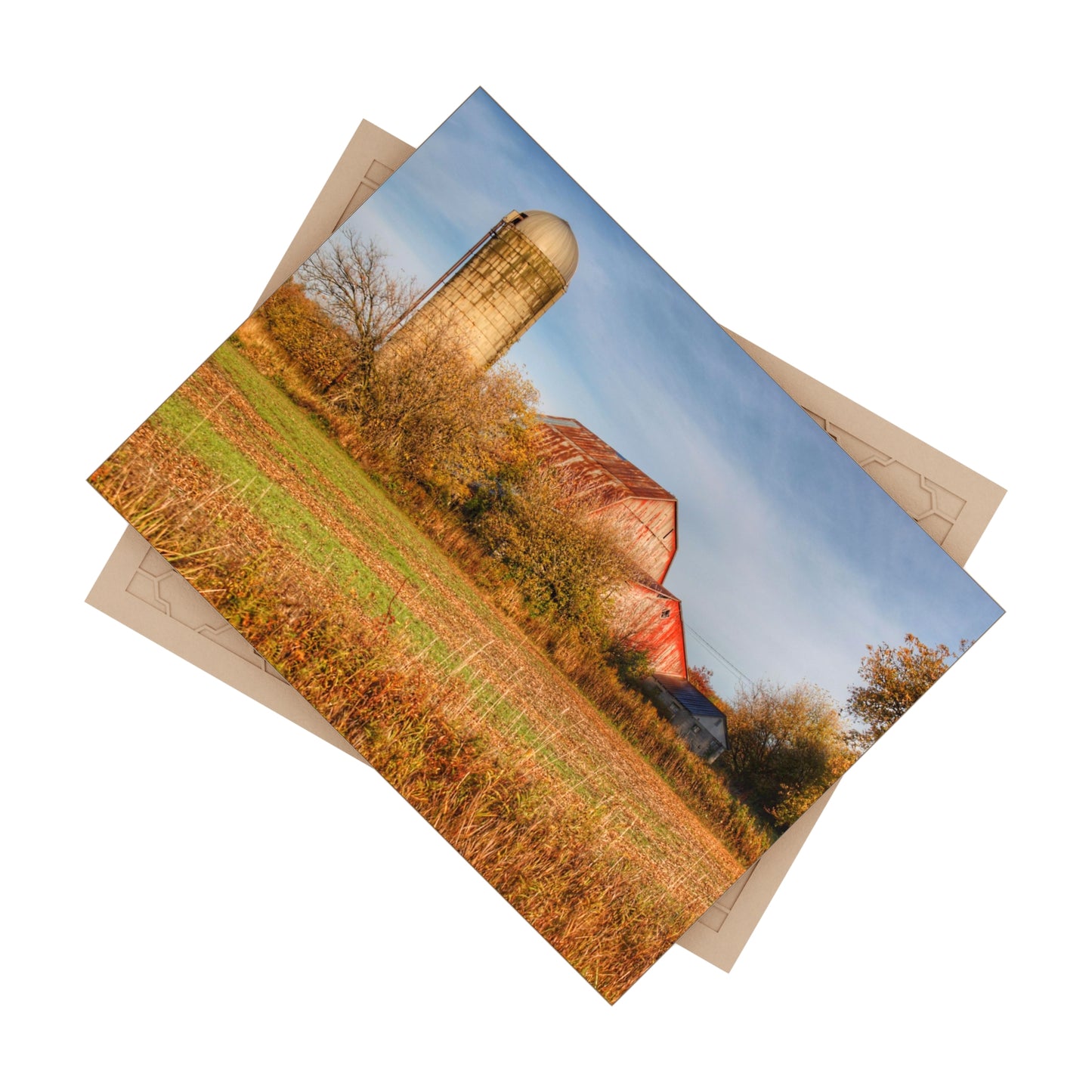 U R There Photography Cade Road Red and Silo Rustic Farmhouse Decorative Ceramic Tile