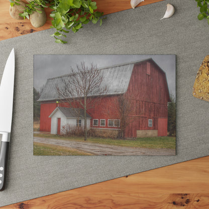 U R There Photography Bray Road Red II Rustic Farmhouse Tempered-Glass Cutting Board