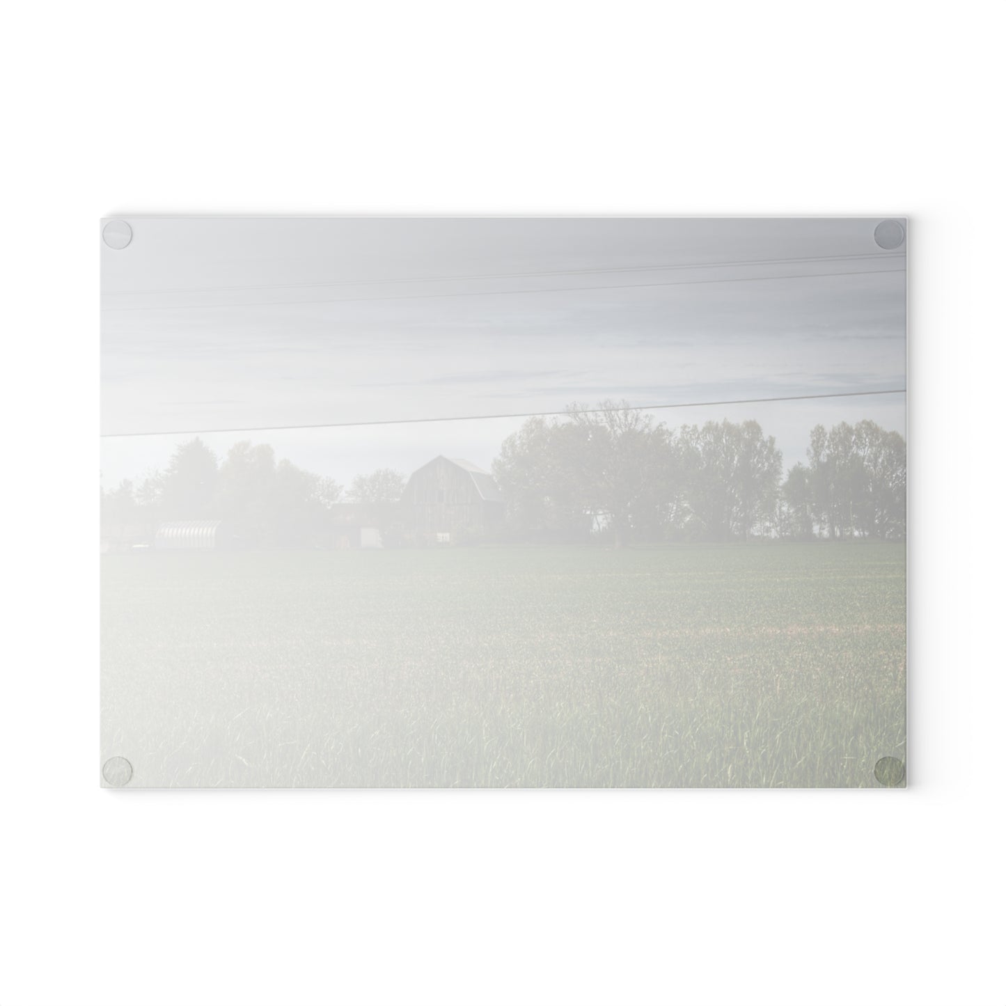 U R There Photography Old Grey Across the Field Rustic Farmhouse Tempered-Glass Cutting Board