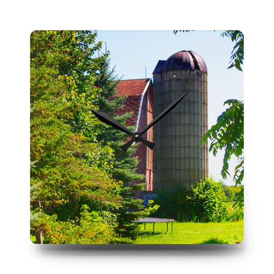 U R There Photography Atwell Road Hidden Rustic Farmhouse Acrylic Analog Wall Clock 10.75'' × 10.75'' (Square)