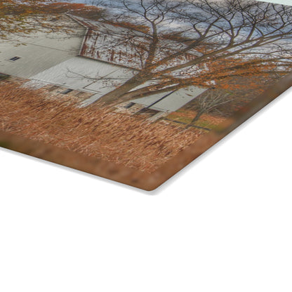 U R There Photography East Oakwood White Rustic Farmhouse Tempered-Glass Cutting Board