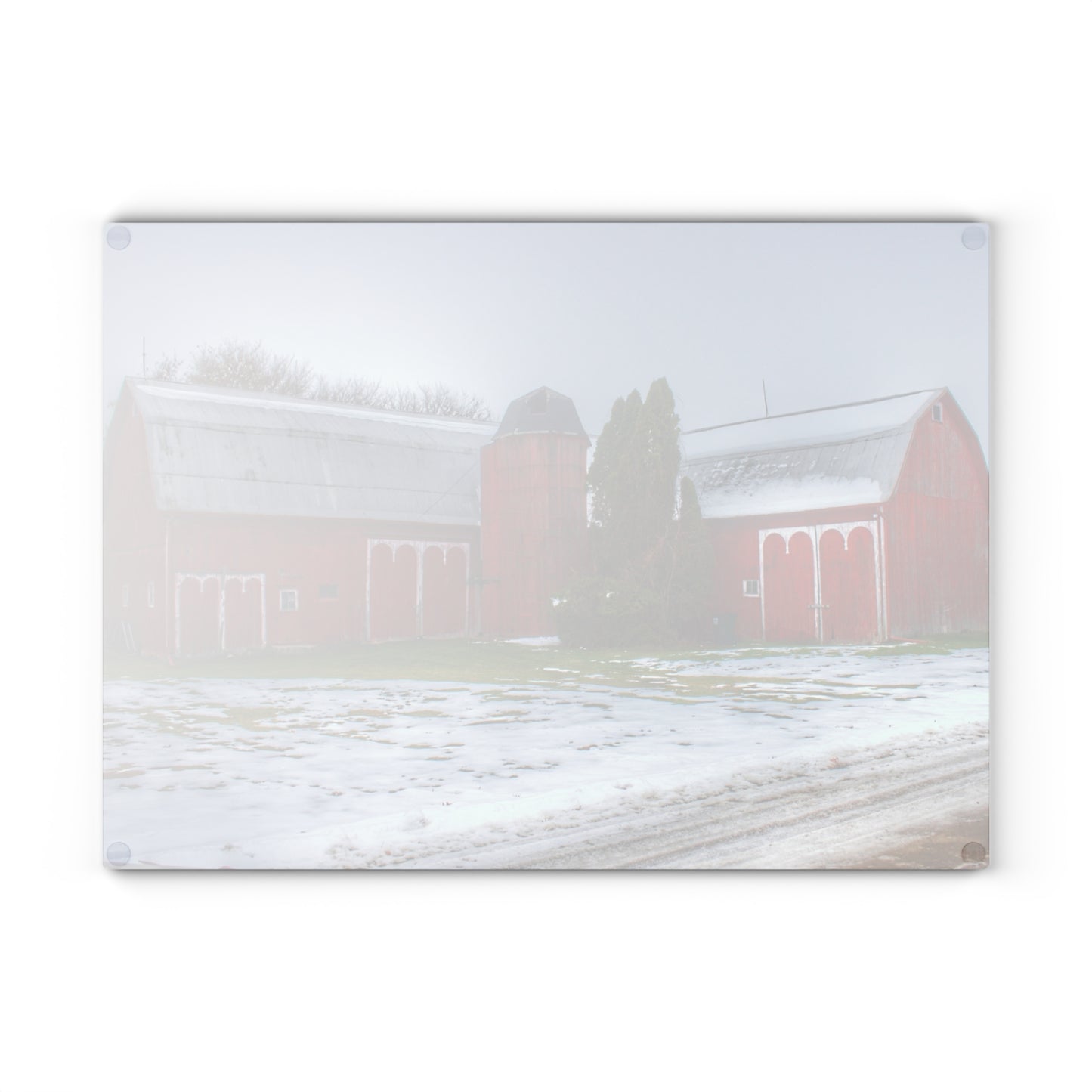 U R There Photography Holmes Road Red II Rustic Farmhouse Tempered-Glass Cutting Board
