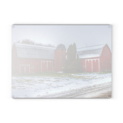 U R There Photography Holmes Road Red II Rustic Farmhouse Tempered-Glass Cutting Board