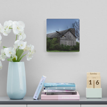 U R There Photography Wilder Road Grey I Rustic Farmhouse Acrylic Analog Wall Clock
