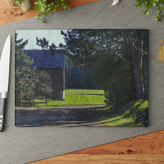 U R There Photography Hosner Road Hidden Grey Rustic Farmhouse Tempered-Glass Cutting Board