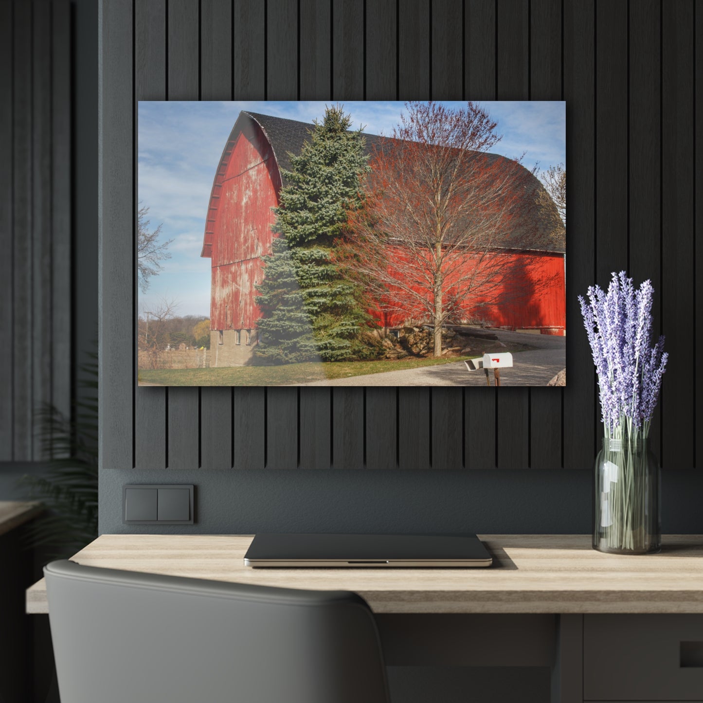 U R There Photography West Sutton Road Red Rustic Farmhouse Acrylic Wall Print