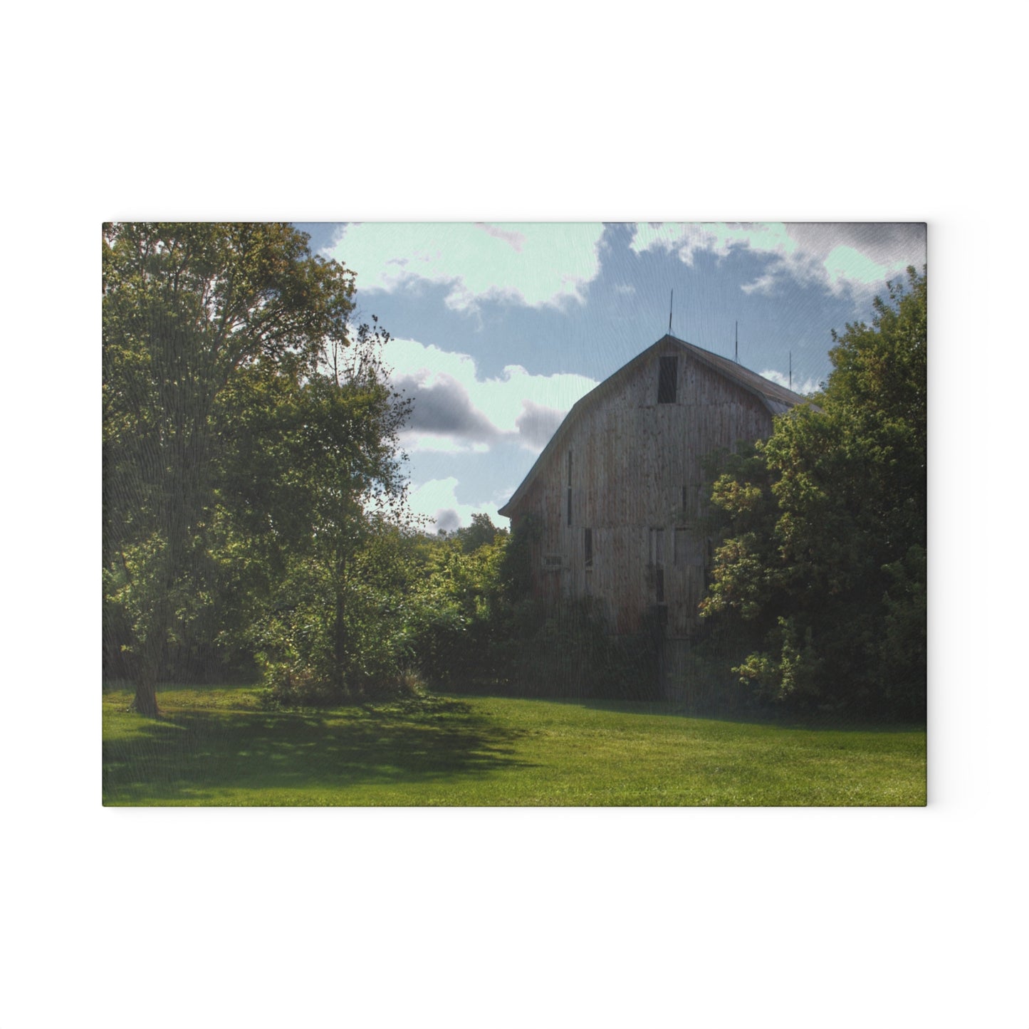 U R There Photography Oakwood Grey Rustic Farmhouse Tempered-Glass Cutting Board
