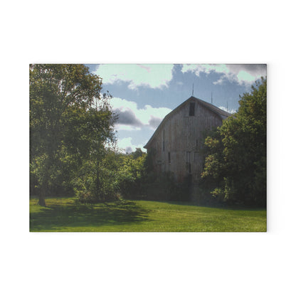 U R There Photography Oakwood Grey Rustic Farmhouse Tempered-Glass Cutting Board