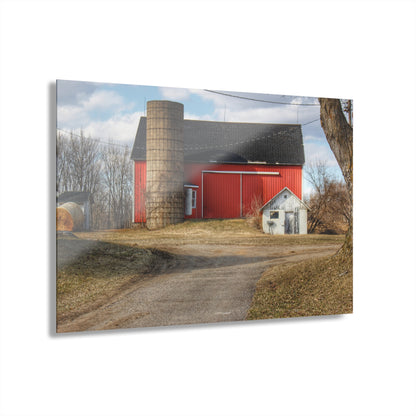 U R There Photography Mayville Road Red and Silo Rustic Farmhouse Acrylic Wall Print