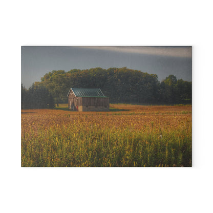 U R There Photography Snover Grey I Rustic Farmhouse Tempered-Glass Cutting Board