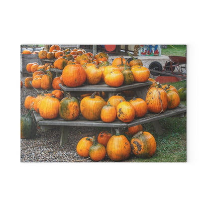 Barn Boutique Rustic Tempered-Glass Cutting Board| Tabletop Pumpkins