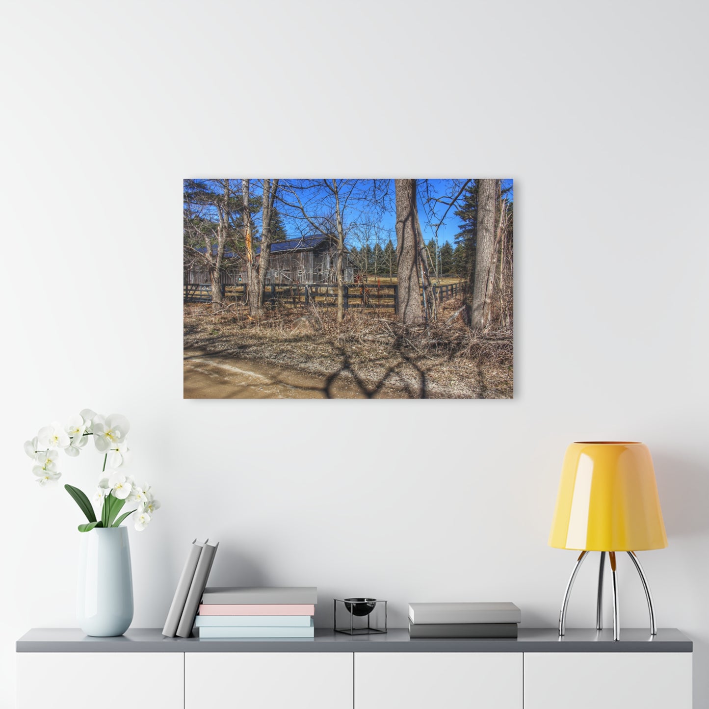 U R There Photography Brewer Road Grey Rustic Farmhouse Acrylic Wall Print