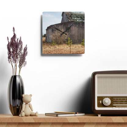U R There Photography Leix Road Forgotten Grey II Rustic Farmhouse Acrylic Analog Wall Clock
