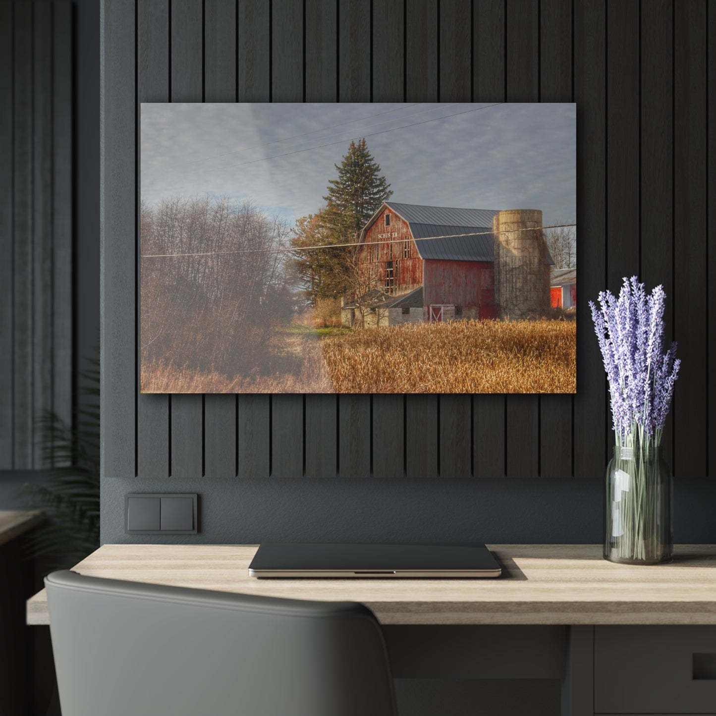 U R There Photography Otter Lake Road Red I Rustic Farmhouse Acrylic Wall Print