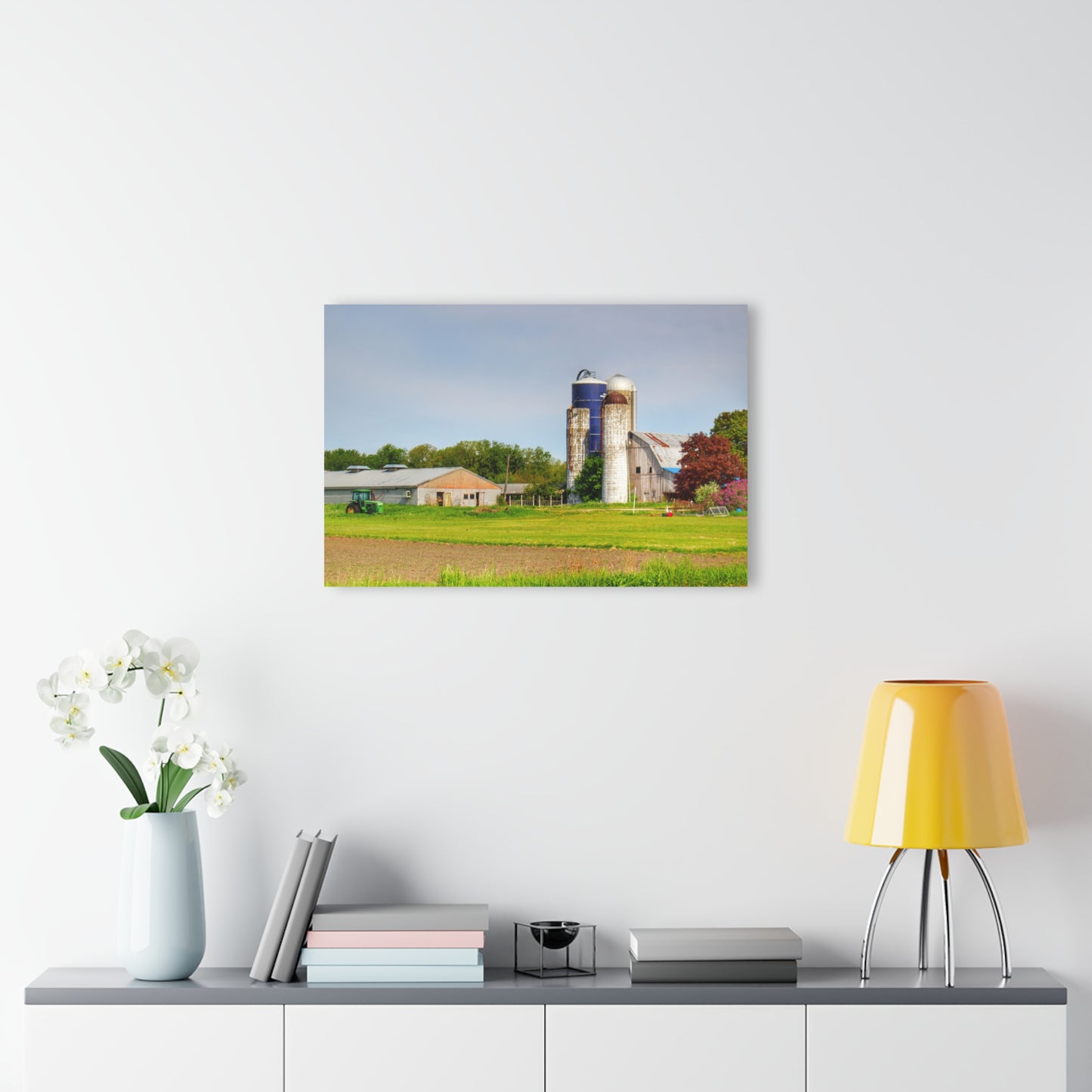 U R There Photography M-25 Old Grey and Silos Rustic Farmhouse Acrylic Wall Print