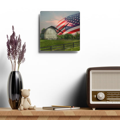 Rustic Farmhouse Wall Clock featuring An American Farm II