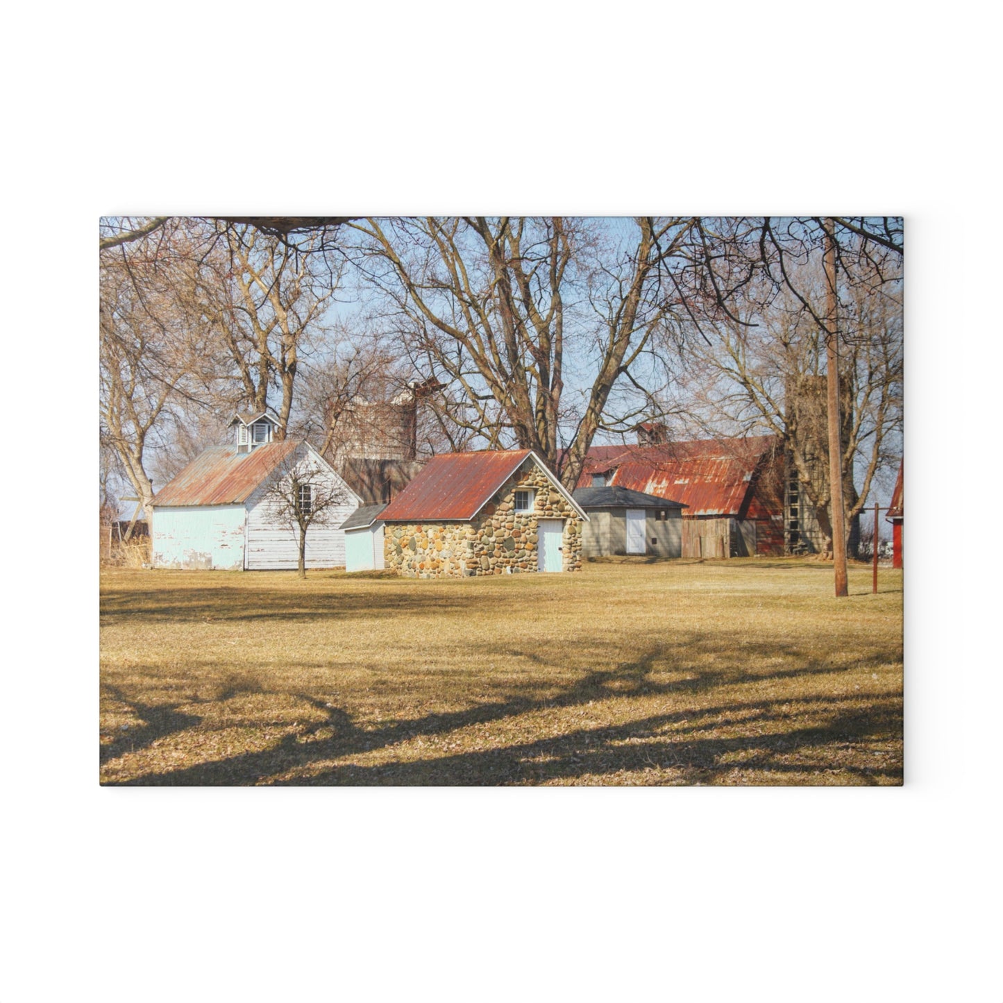 U R There Photography Wolcott Road Farm Rustic Farmhouse Tempered-Glass Cutting Board