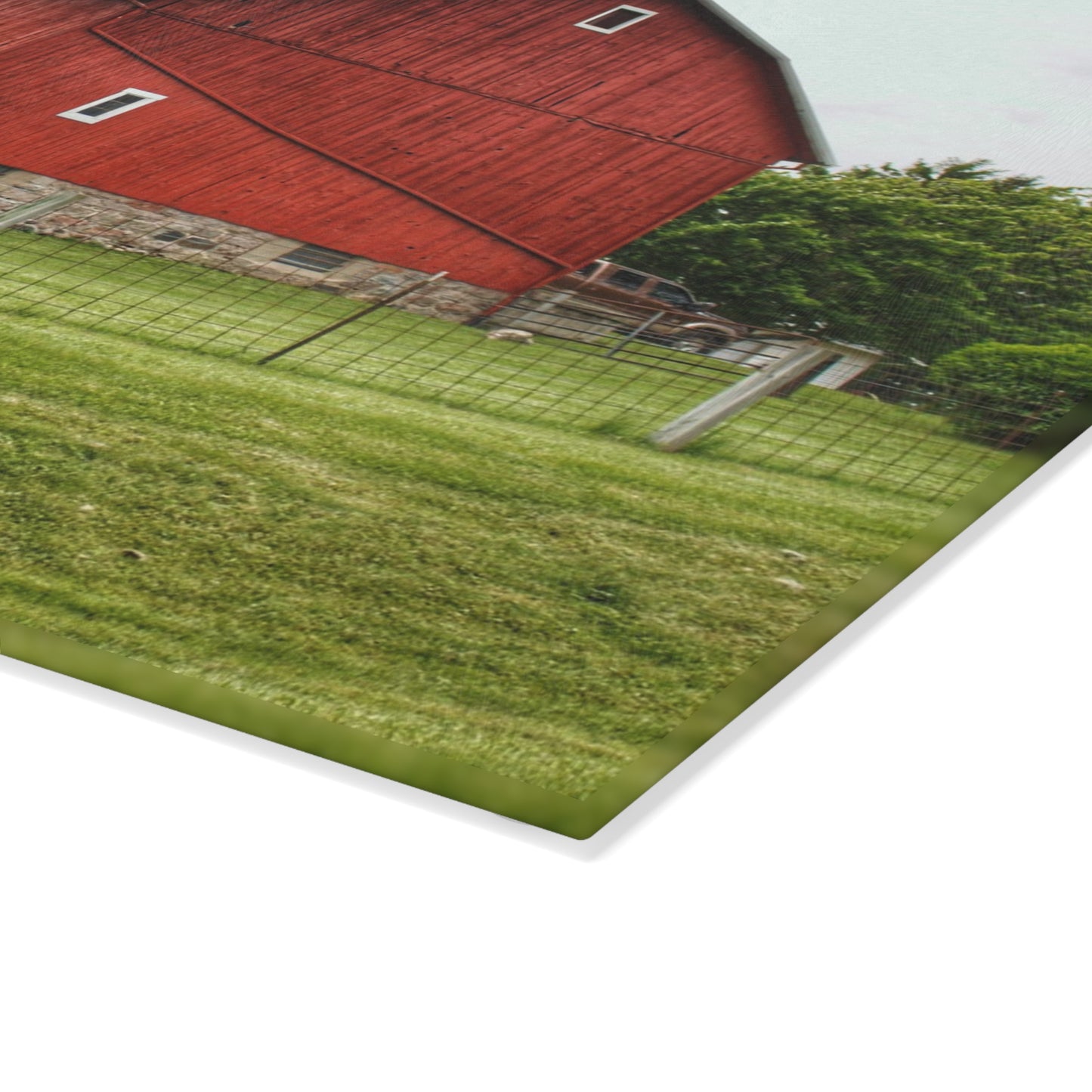 U R There Photography Elba Red II Rustic Farmhouse Tempered-Glass Cutting Board