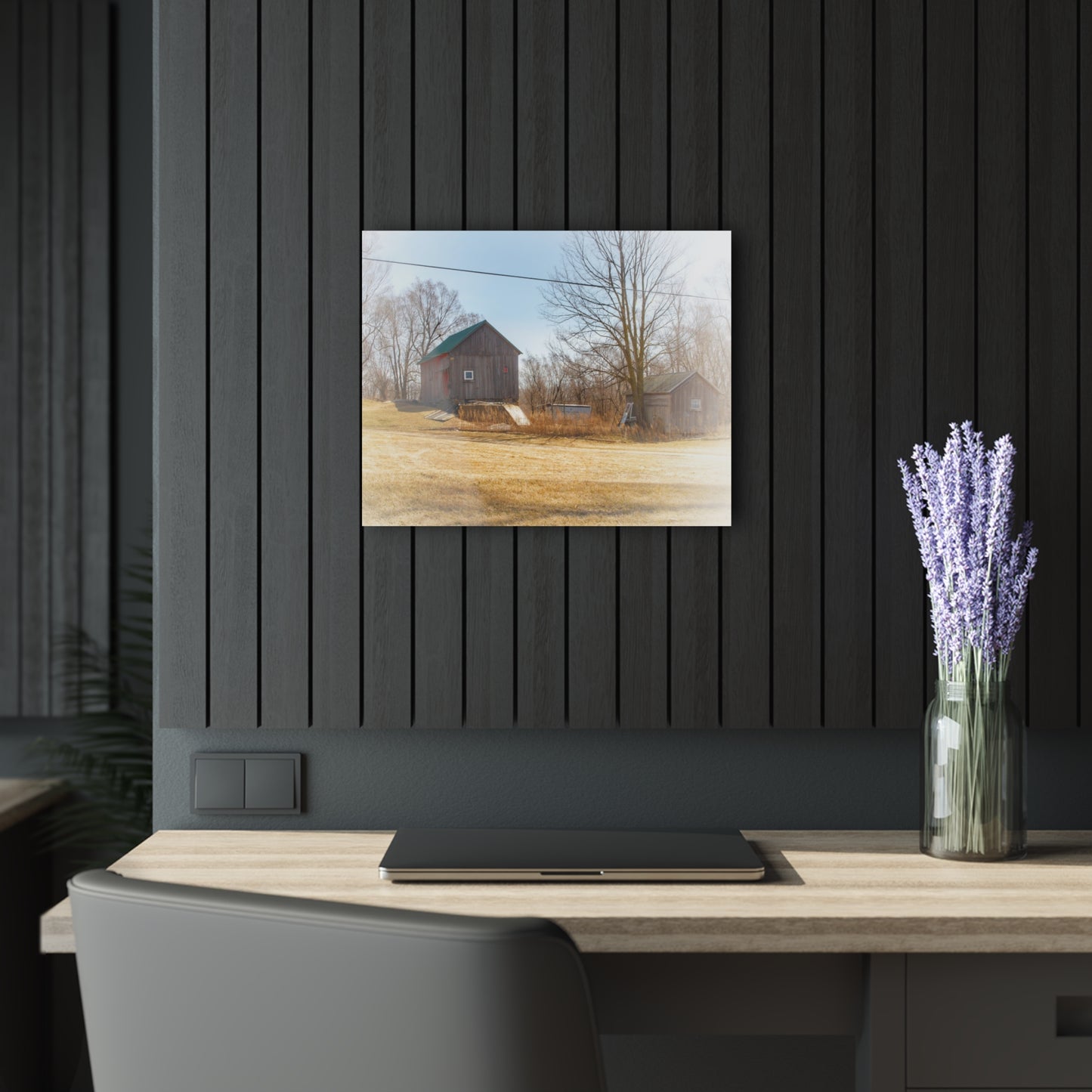 U R There Photography Klam Road Hillside Greys Rustic Farmhouse Acrylic Wall Print