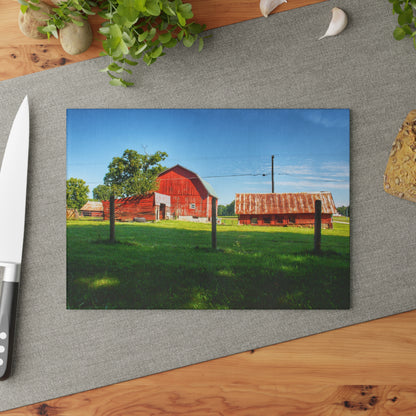 U R There Photography Frances Road Reds II Rustic Farmhouse Tempered-Glass Cutting Board