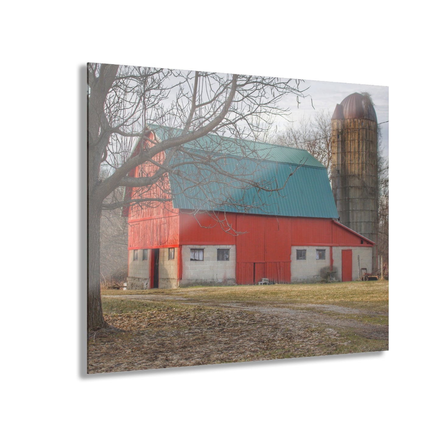 U R There Photography Wilson Road Red and Silo I Rustic Farmhouse Acrylic Wall Print