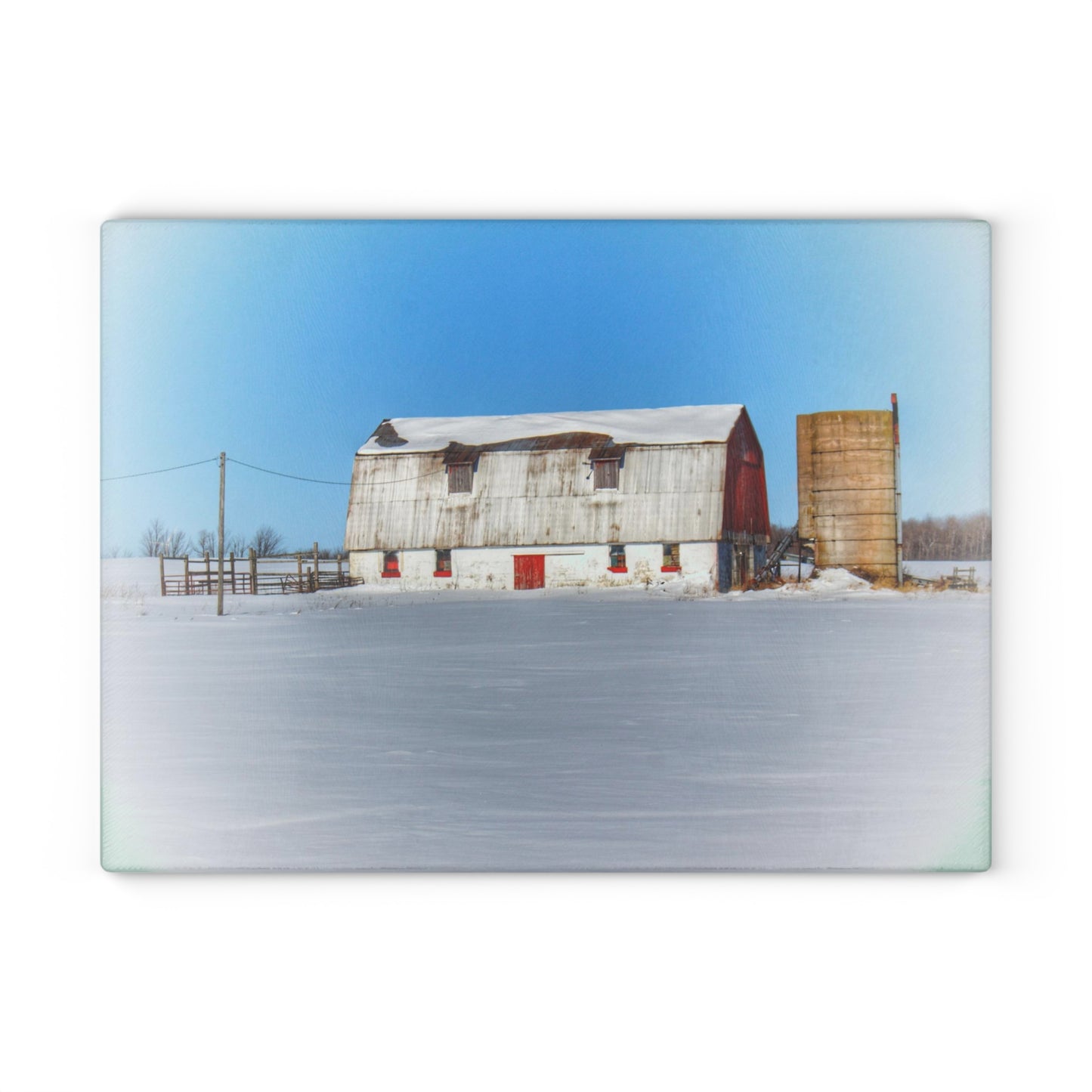 U R There Photography Bay City - Forestville Block Red Rustic Farmhouse Tempered-Glass Cutting Board