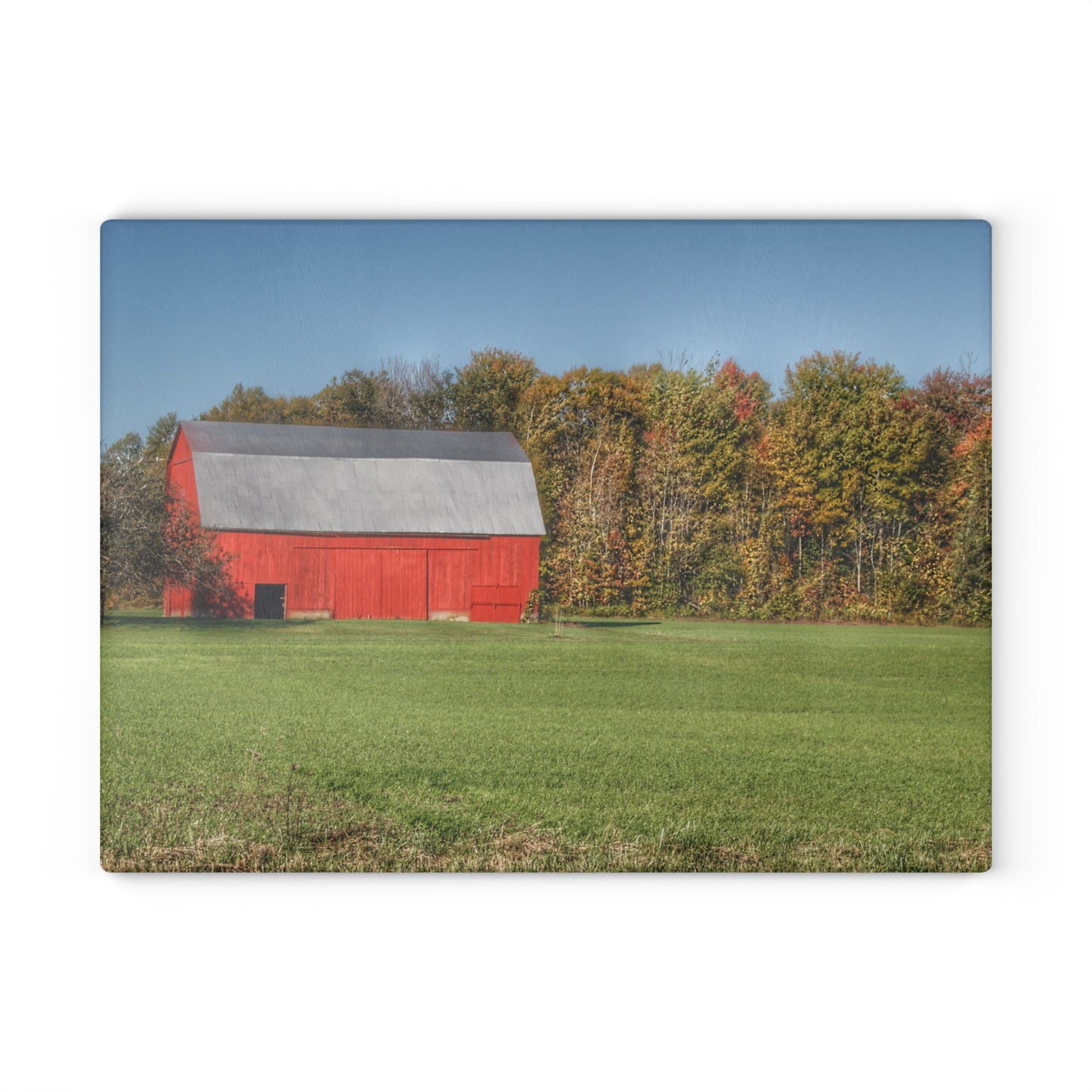 U R There Photography Ubly Road Red Rustic Farmhouse Tempered-Glass Cutting Board